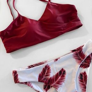 Red Tropical Print Bikini